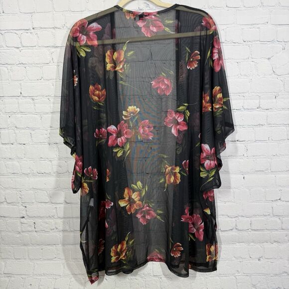 Ambiance Cover Kimono Women Plus 1X Floral Sheer Cottage Feminine Fairy Boho - Picture 6 of 8